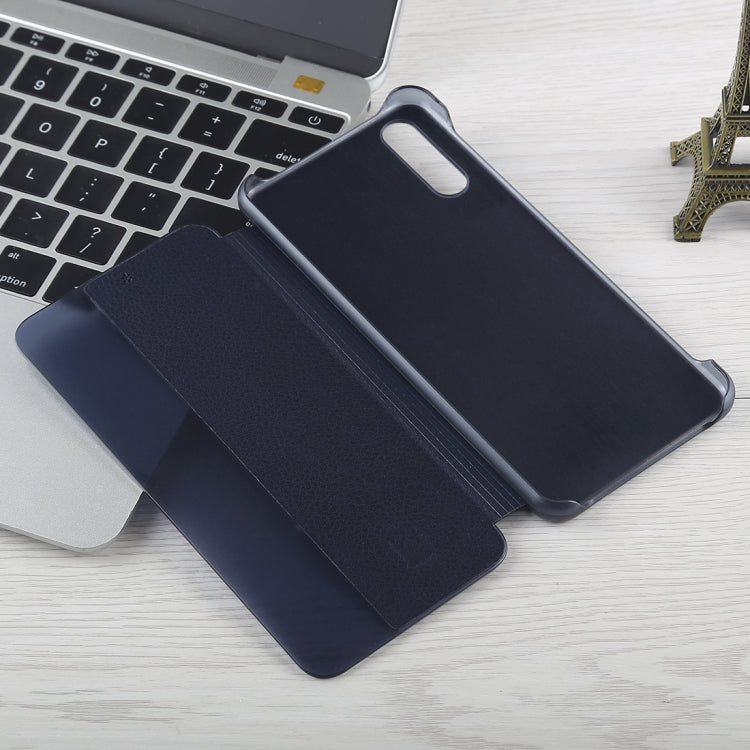 For Huawei P20 Litchi Texture PC + PU Horizontal Flip Case with Smart View Window and Sleep Wake-up Function