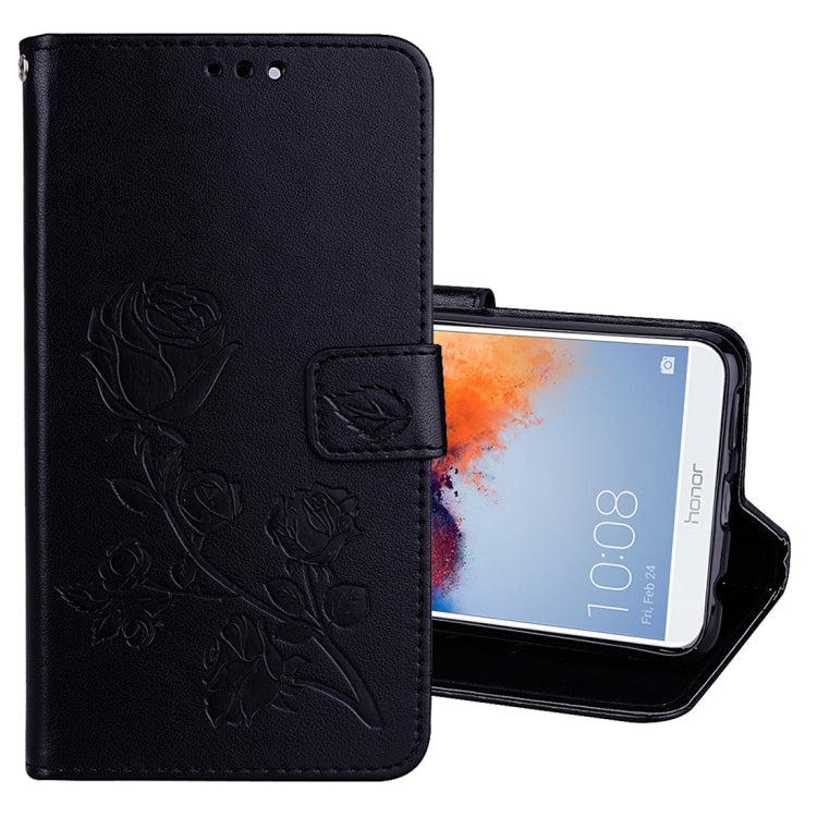 For Huawei Honor 7X Rose Embossed Horizontal Flip Environmental PU Leather Case with Holder & Card Slots & Wallet