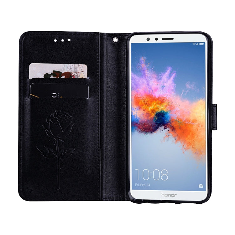 For Huawei Honor 7X Rose Embossed Horizontal Flip Environmental PU Leather Case with Holder & Card Slots & Wallet