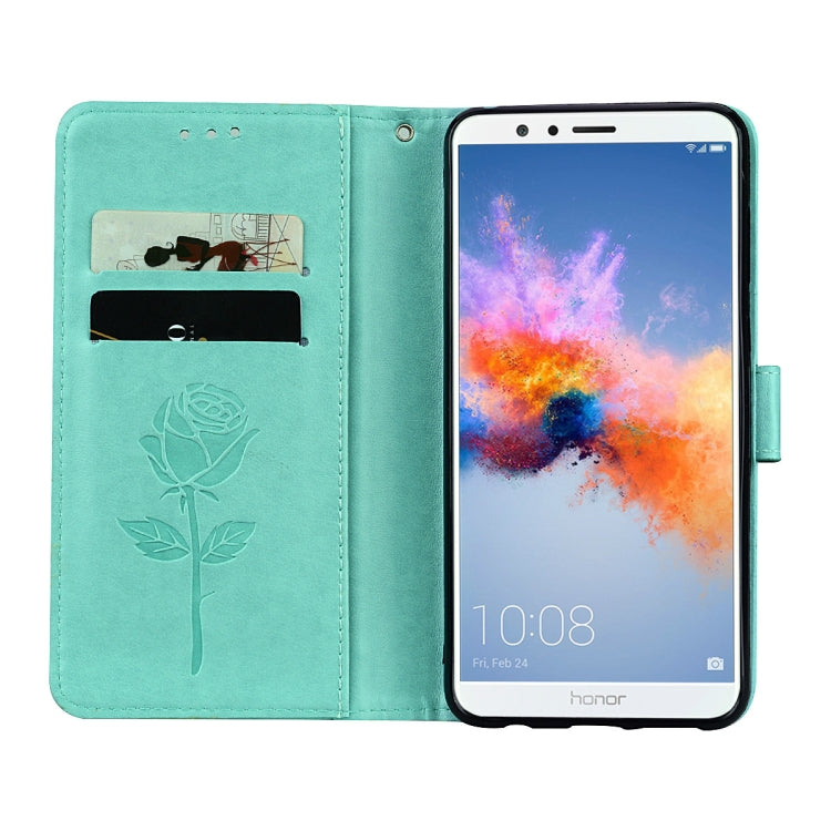 For Huawei Honor 7X Rose Embossed Horizontal Flip Environmental PU Leather Case with Holder & Card Slots & Wallet