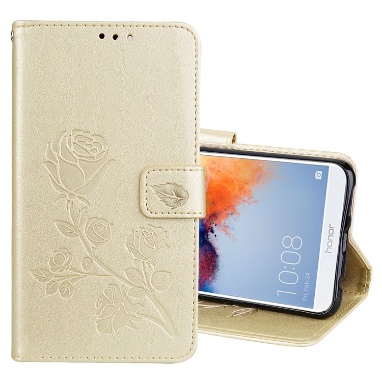 For Huawei Honor 7X Rose Embossed Horizontal Flip Environmental PU Leather Case with Holder & Card Slots & Wallet