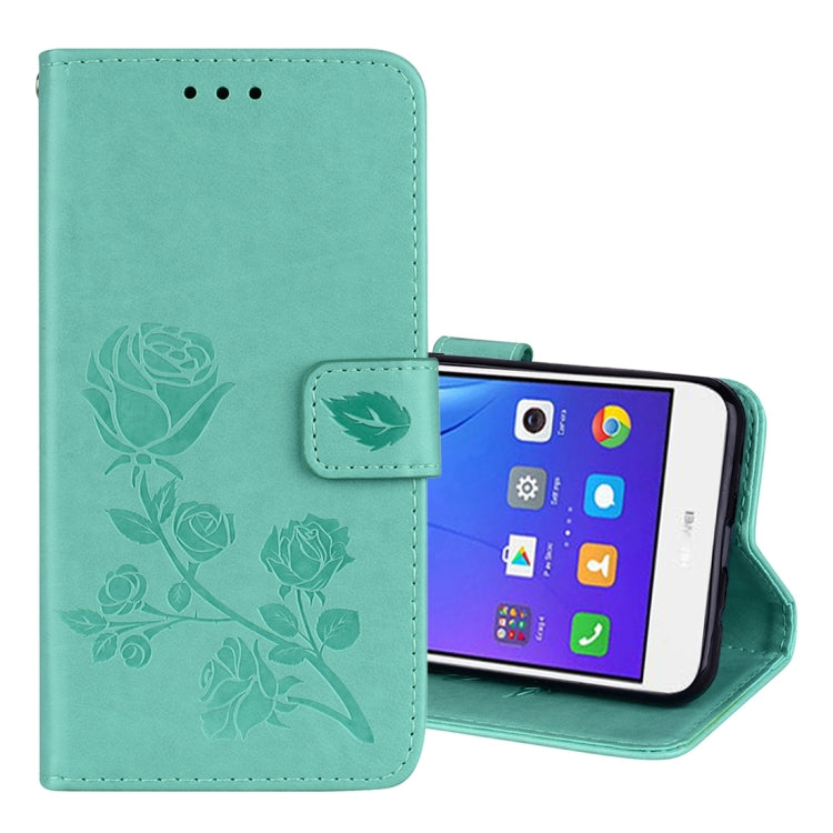 For Huawei Y3 2017 Rose embossed Texture Horizontal Flip Environmental PU Leather Case with Holder & Card Slots & Wallet