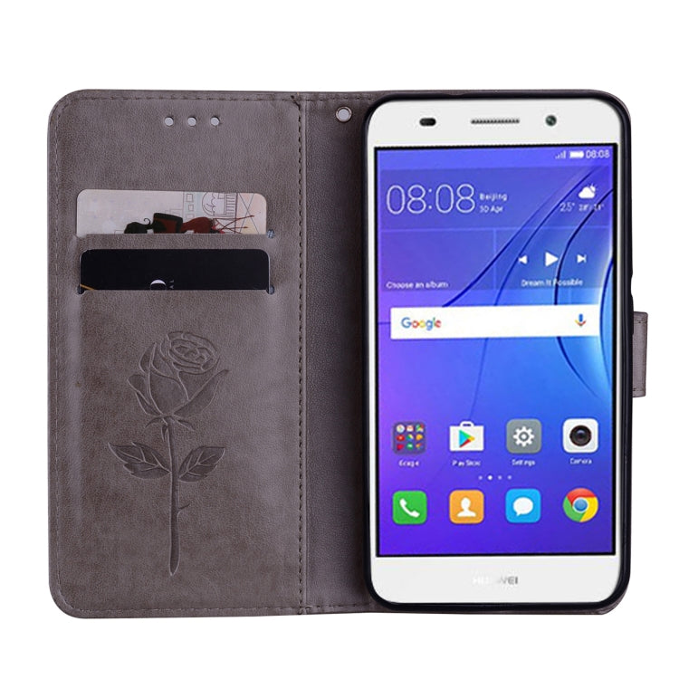 For Huawei Y3 2017 Rose embossed Texture Horizontal Flip Environmental PU Leather Case with Holder & Card Slots & Wallet