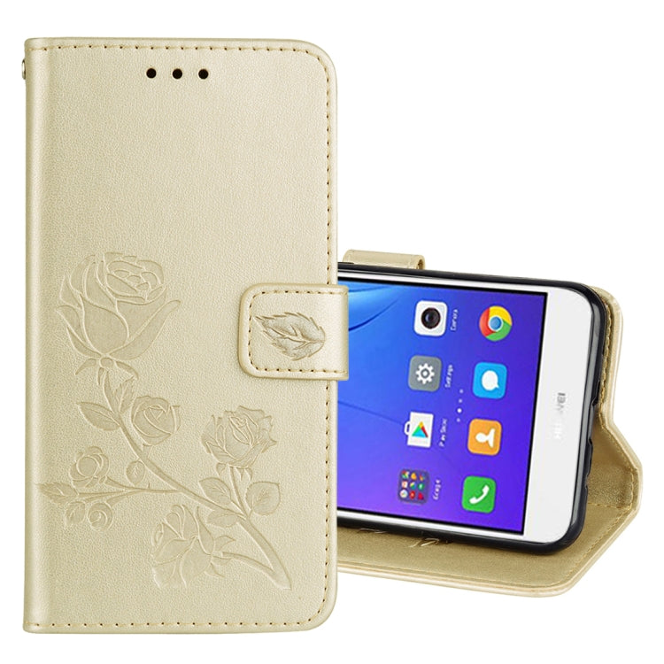 For Huawei Y3 2017 Rose embossed Texture Horizontal Flip Environmental PU Leather Case with Holder & Card Slots & Wallet