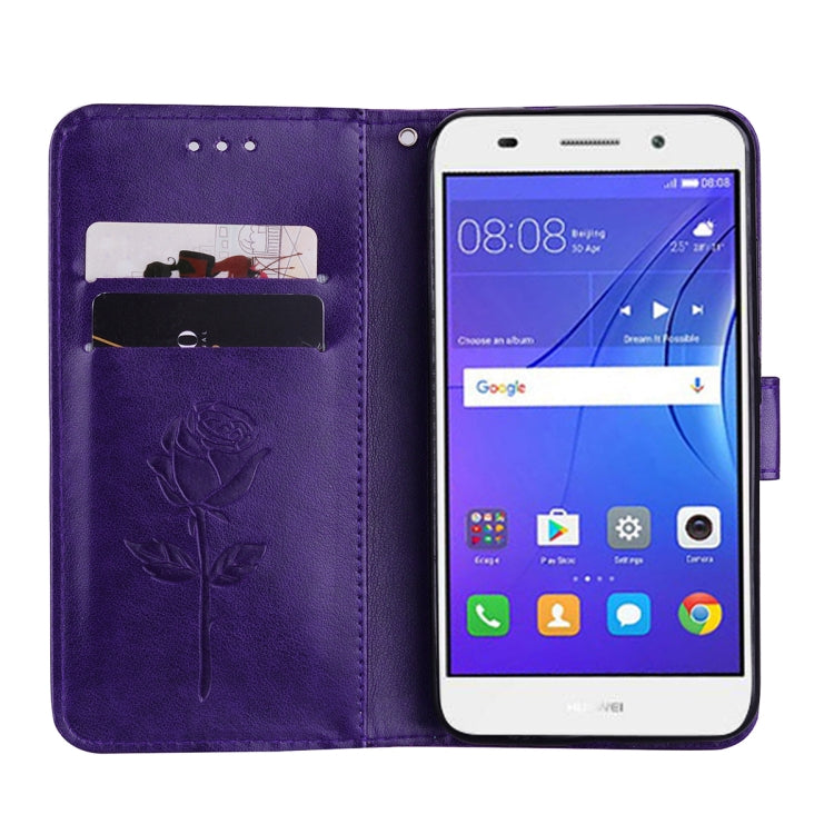 For Huawei Y3 2017 Rose embossed Texture Horizontal Flip Environmental PU Leather Case with Holder & Card Slots & Wallet