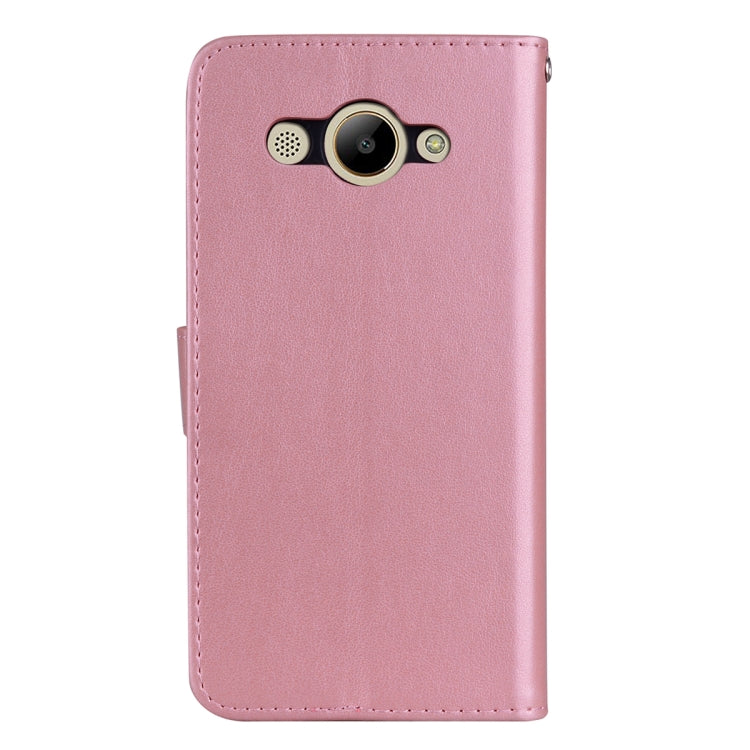 For Huawei Y3 2017 Rose embossed Texture Horizontal Flip Environmental PU Leather Case with Holder & Card Slots & Wallet
