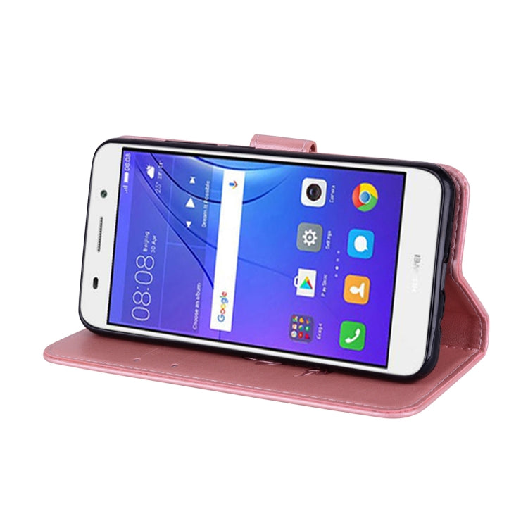 For Huawei Y3 2017 Rose embossed Texture Horizontal Flip Environmental PU Leather Case with Holder & Card Slots & Wallet
