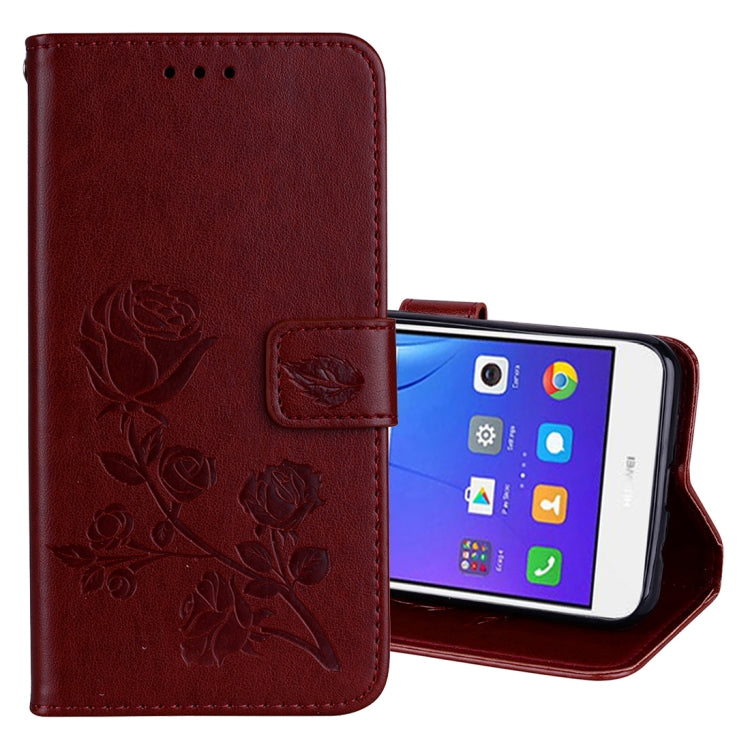 For Huawei Y3 2017 Rose embossed Texture Horizontal Flip Environmental PU Leather Case with Holder & Card Slots & Wallet