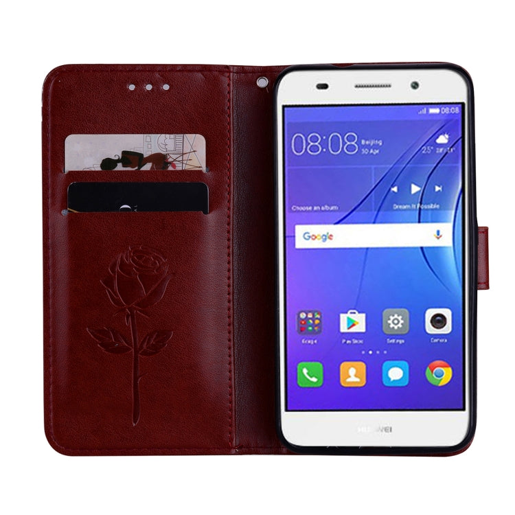 For Huawei Y3 2017 Rose embossed Texture Horizontal Flip Environmental PU Leather Case with Holder & Card Slots & Wallet