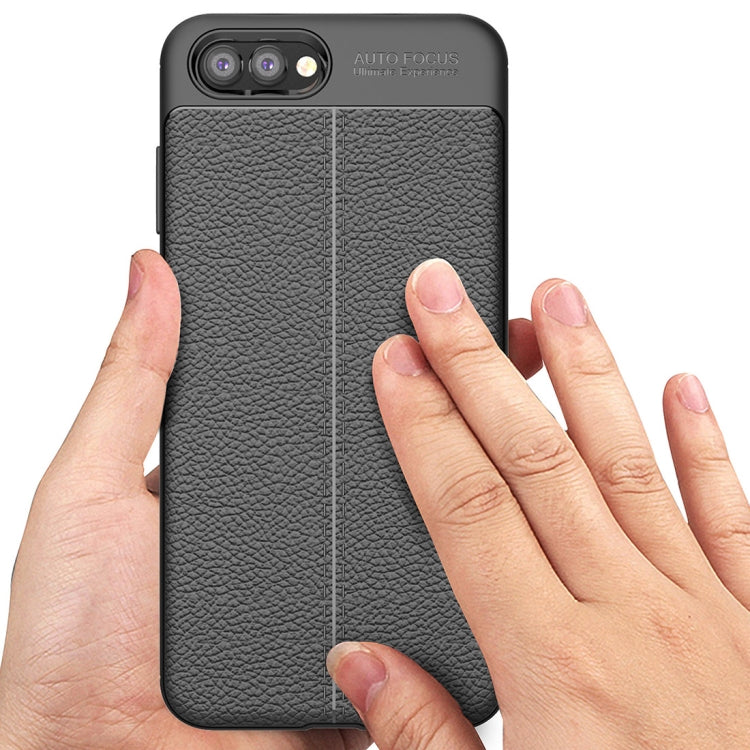 For Huawei Honor View 10 Litchi Texture Soft TPU Anti-skip Protective Cover Back Case