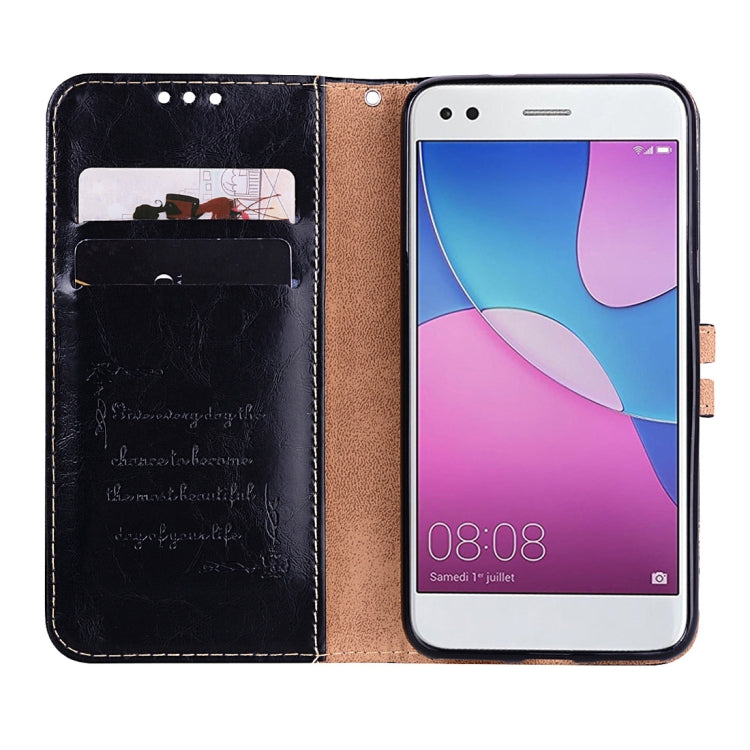 For Huawei P9 lite Mini Business Style Oil Wax Texture Horizontal Flip Leather Case with Holder & Card Slots & Wallet