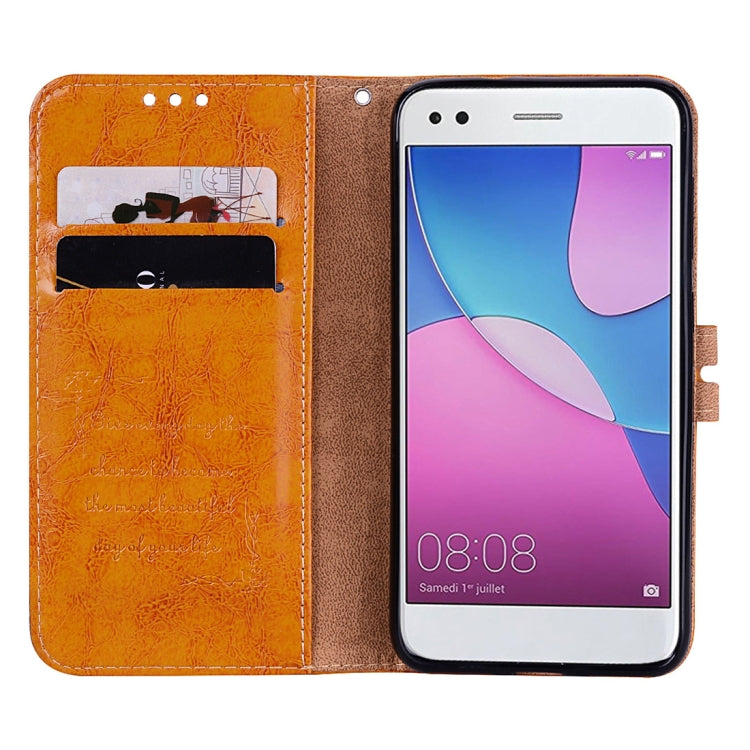 For Huawei P9 lite Mini Business Style Oil Wax Texture Horizontal Flip Leather Case with Holder & Card Slots & Wallet