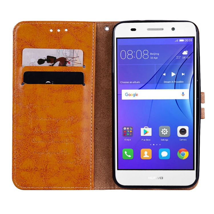 For Huawei Y3 (2017) Business Style Oil Wax Texture Horizontal Flip Leather Case with Holder & Card Slots & Wallet