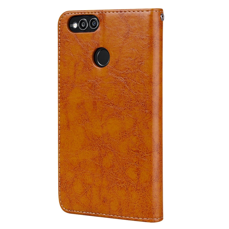 For Huawei Honor Play 7X Business Style Oil Wax Texture Horizontal Flip Leather Case with Holder & Card Slots & Wallet