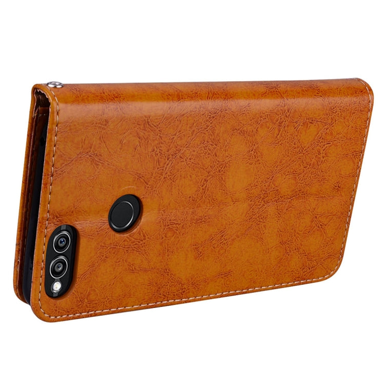 For Huawei Honor Play 7X Business Style Oil Wax Texture Horizontal Flip Leather Case with Holder & Card Slots & Wallet