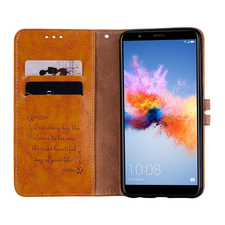 For Huawei Honor Play 7X Business Style Oil Wax Texture Horizontal Flip Leather Case with Holder & Card Slots & Wallet
