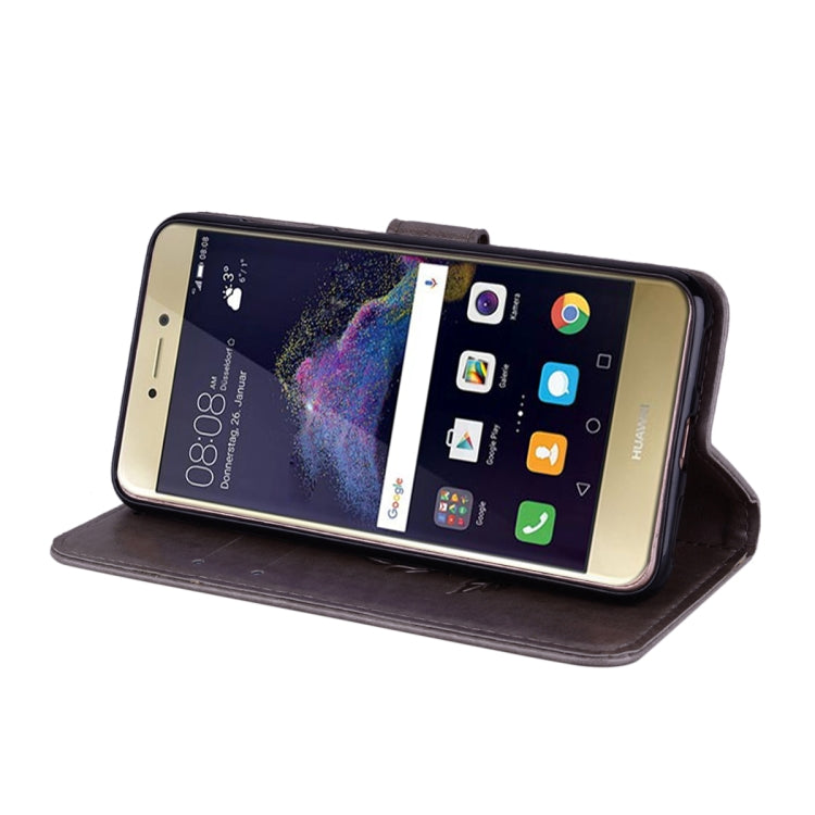 For Huawei P8 Lite 2017 Rose Embossed Horizontal Flip Environmental PU Leather Case with Holder & Card Slots & Wallet