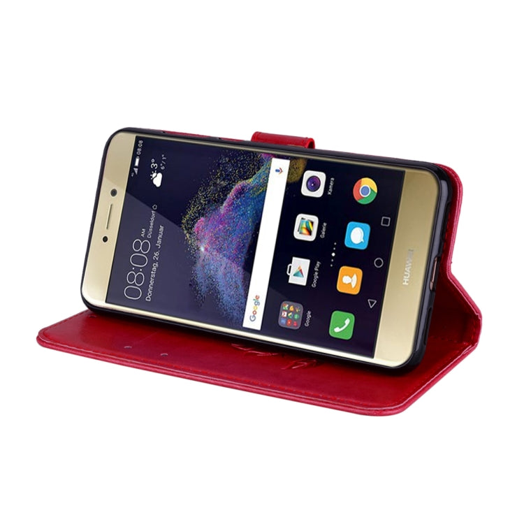 For Huawei P8 Lite 2017 Rose Embossed Horizontal Flip Environmental PU Leather Case with Holder & Card Slots & Wallet