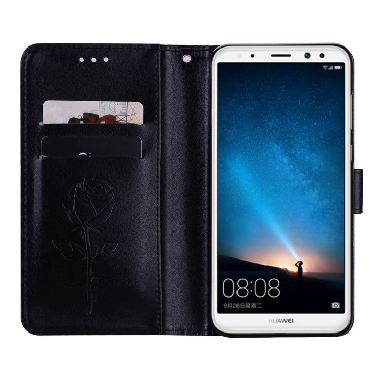 For Huawei Mate 10 Lite Rose Embossed Horizontal Flip Environmental PU Leather Case with Holder & Card Slots & Wallet