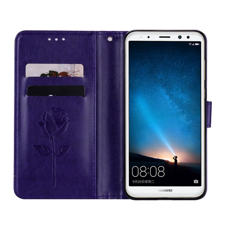 For Huawei Mate 10 Lite Rose Embossed Horizontal Flip Environmental PU Leather Case with Holder & Card Slots & Wallet
