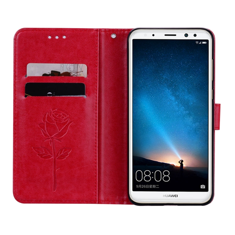 For Huawei Mate 10 Lite Rose Embossed Horizontal Flip Environmental PU Leather Case with Holder & Card Slots & Wallet