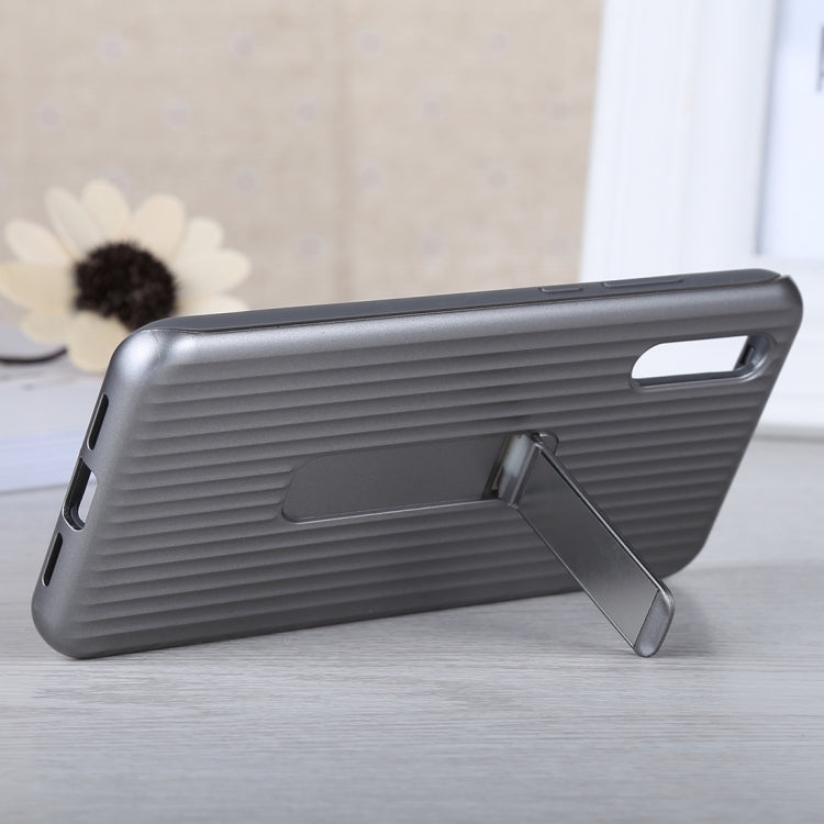 PC + Silicone Vertical Texture Case for Huawei P20, with Holder