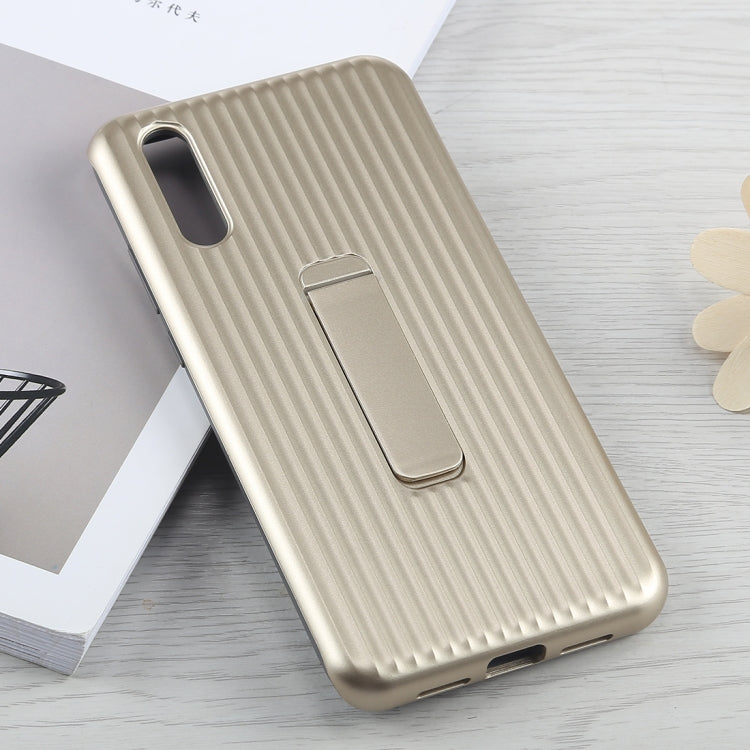 PC + Silicone Vertical Texture Case for Huawei P20, with Holder