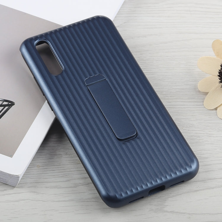 PC + Silicone Vertical Texture Case for Huawei P20, with Holder