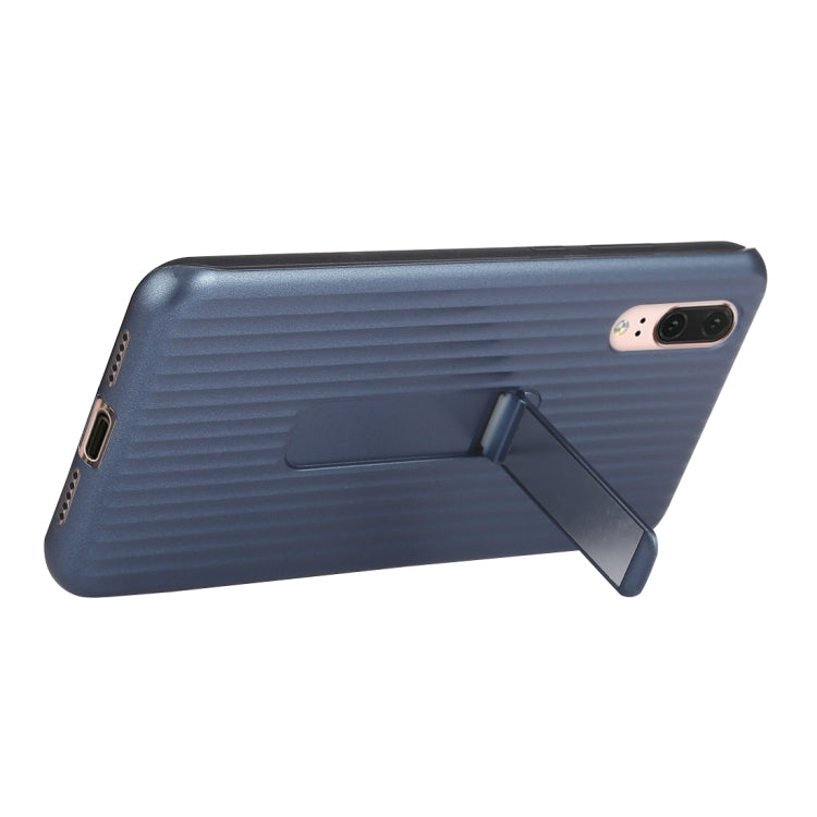 PC + Silicone Vertical Texture Case for Huawei P20, with Holder