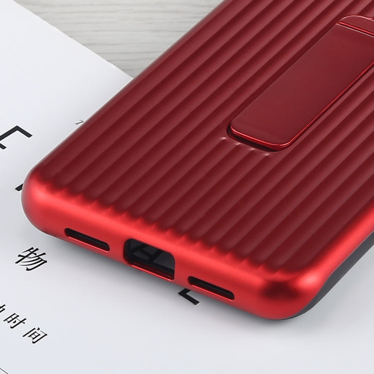 PC + Silicone Vertical Texture Case for Huawei P20, with Holder