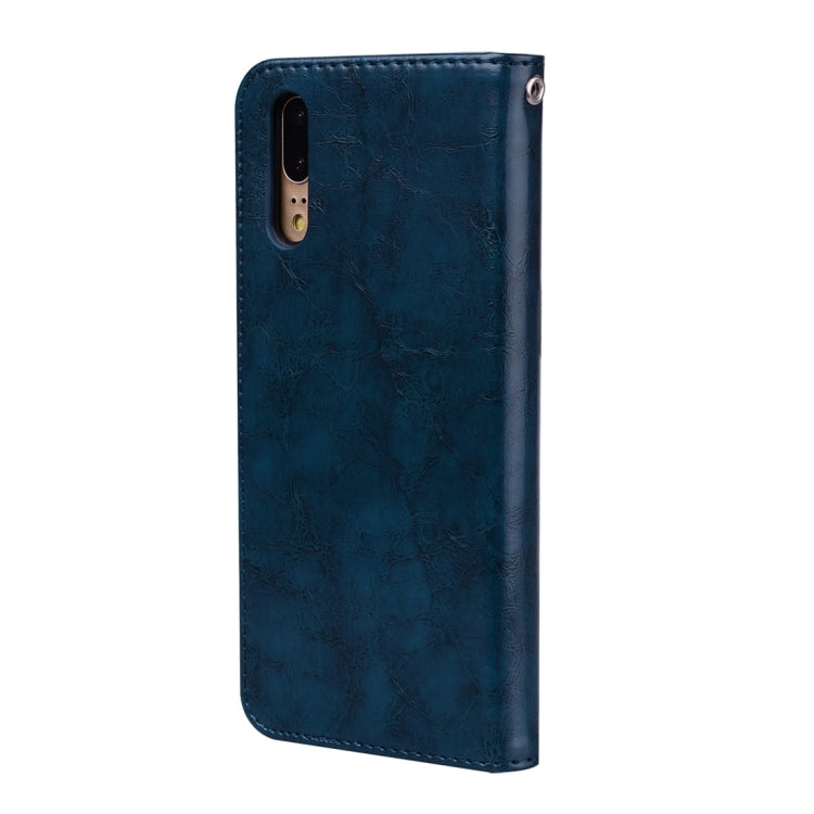 For Huawei P20 Business Style Oil Wax Texture Horizontal Flip Leather Case with Holder & Card Slots & Wallet