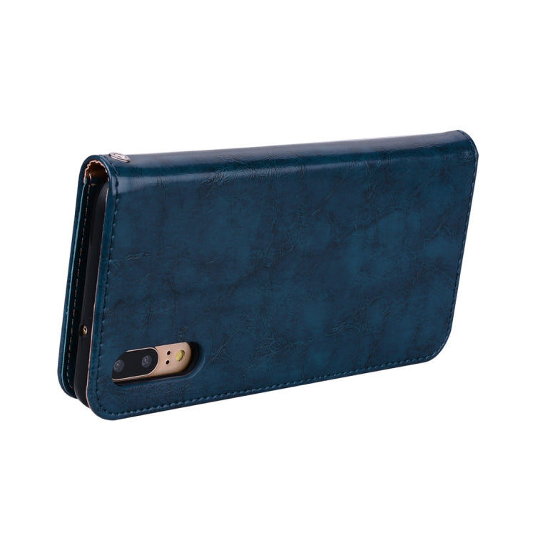 For Huawei P20 Business Style Oil Wax Texture Horizontal Flip Leather Case with Holder & Card Slots & Wallet