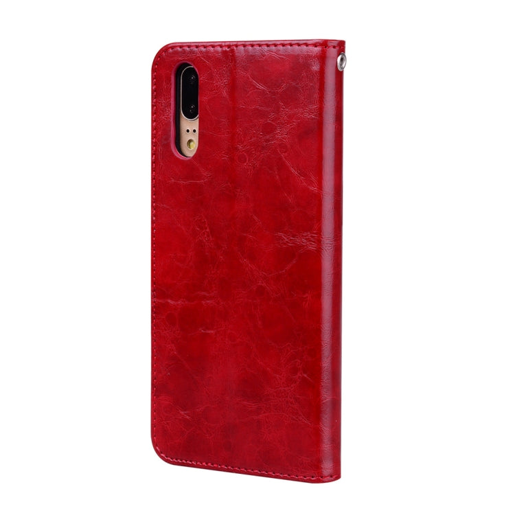 For Huawei P20 Business Style Oil Wax Texture Horizontal Flip Leather Case with Holder & Card Slots & Wallet