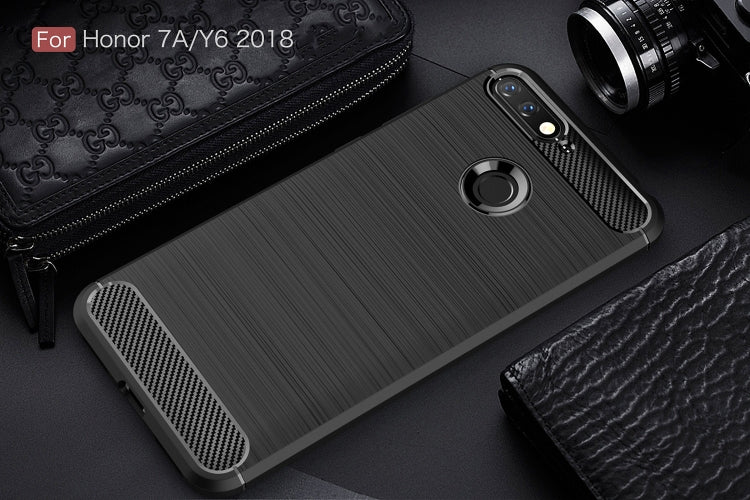 Brushed Texture Carbon Fiber Shockproof TPU for Huawei Honor 7A / Y6 (2018)