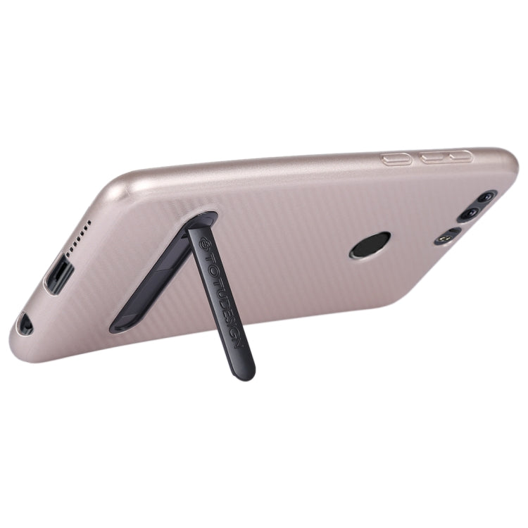 TOTUDESIGN Slim Series Carbon Fiber Texture TPU Case for Huawei Honor 8, with Holder