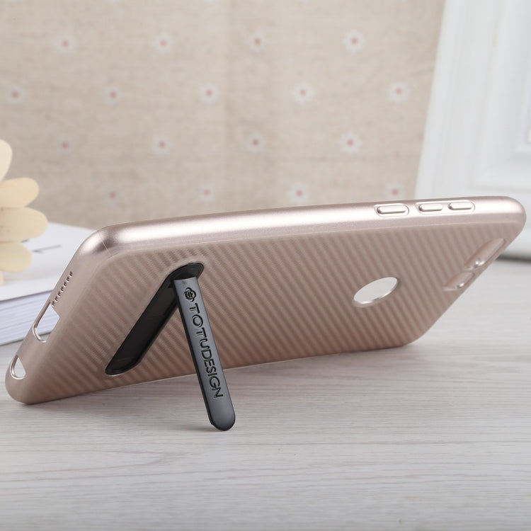 TOTUDESIGN Slim Series Carbon Fiber Texture TPU Case for Huawei Honor 8, with Holder