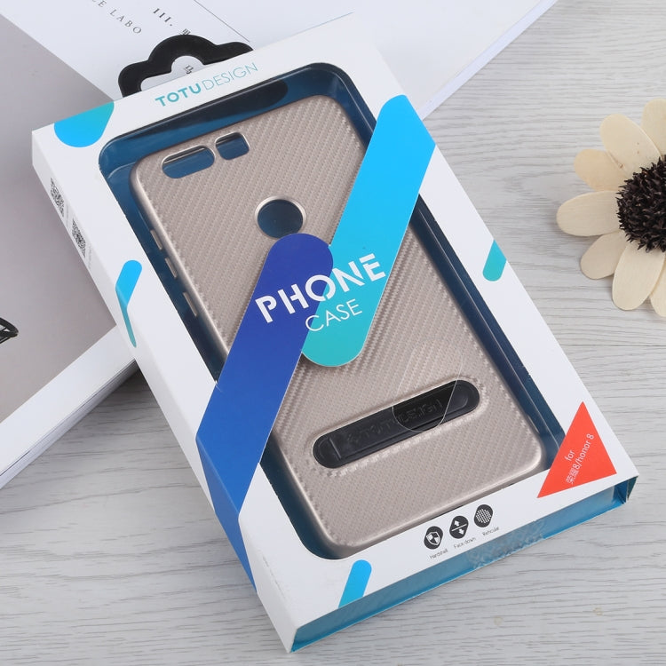 TOTUDESIGN Slim Series Carbon Fiber Texture TPU Case for Huawei Honor 8, with Holder