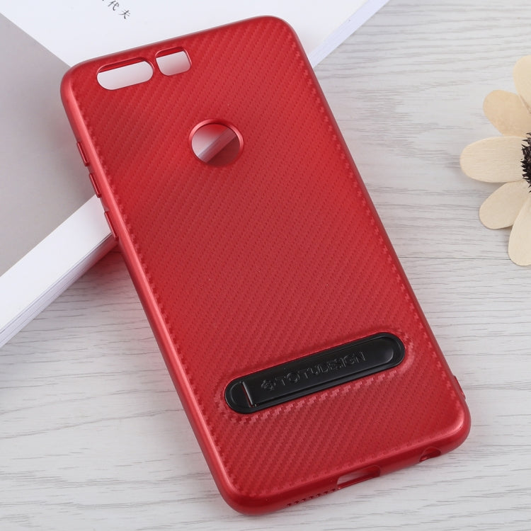 TOTUDESIGN Slim Series Carbon Fiber Texture TPU Case for Huawei Honor 8, with Holder