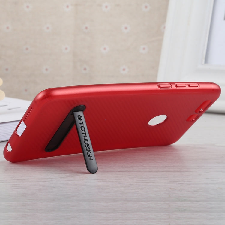 TOTUDESIGN Slim Series Carbon Fiber Texture TPU Case for Huawei Honor 8, with Holder