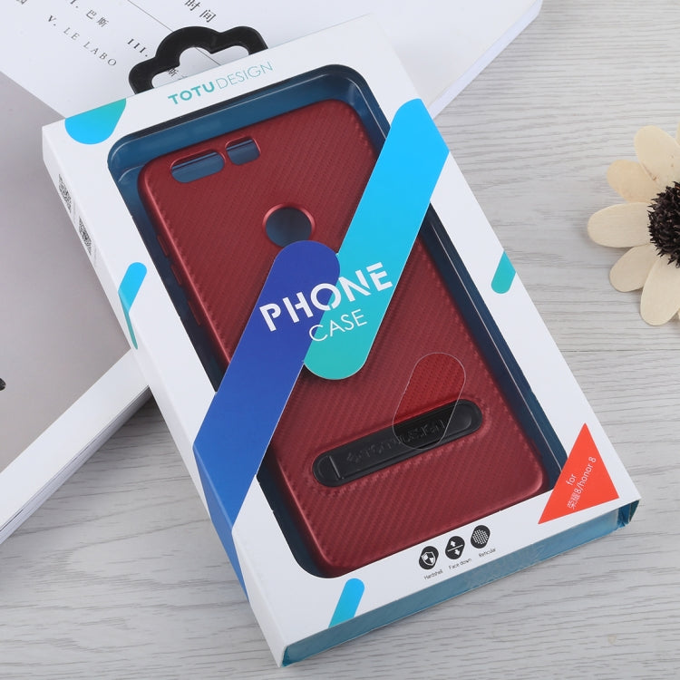 TOTUDESIGN Slim Series Carbon Fiber Texture TPU Case for Huawei Honor 8, with Holder