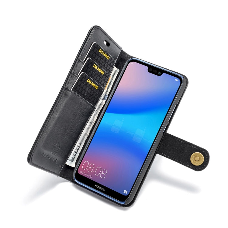 Crazy Horse Texture Flip Detachable Magnetic Leather Case for Huawei P20 Lite, with Holder & Card Slots & Wallet