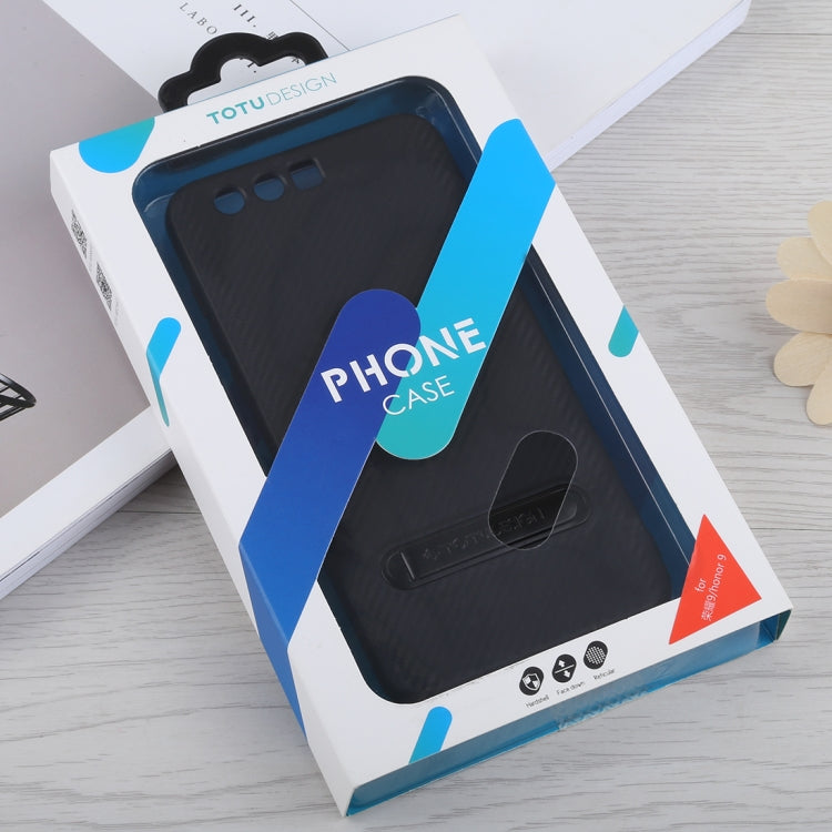 TOTUDESIGN Slim Series Carbon Fiber Texture TPU Case for Huawei Honor 9, with Holder