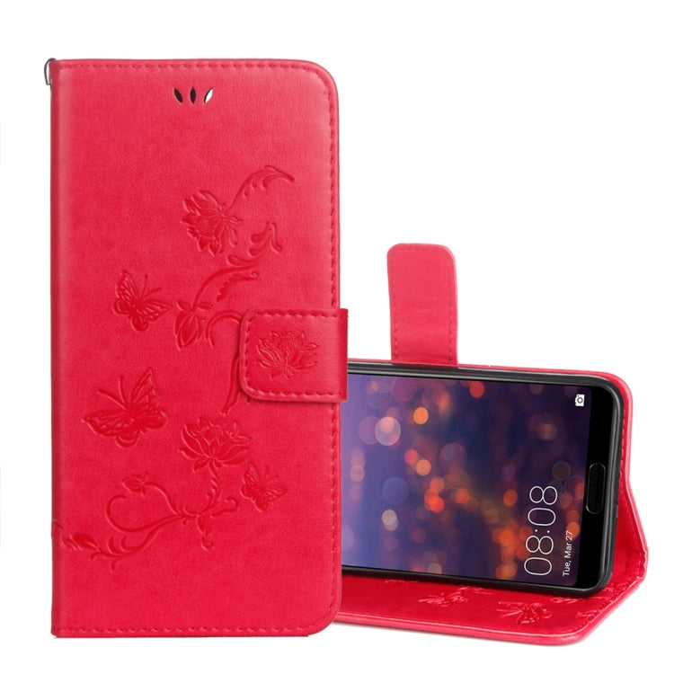 Lotus Butterfly Pattern Horizontal Flip Leather Case for Huawei Honor 10, with Holder & Card Slots & Wallet & Lanyard
