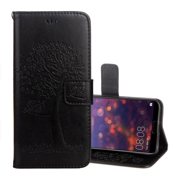 Owl Tree Pattern Horizontal Flip Leather Case for Huawei Honor 10, with Holder & Card Slots & Wallet & Lanyard