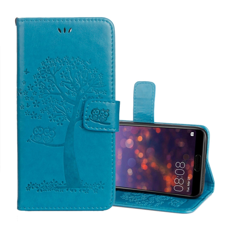 Owl Tree Pattern Horizontal Flip Leather Case for Huawei Honor 10, with Holder & Card Slots & Wallet & Lanyard