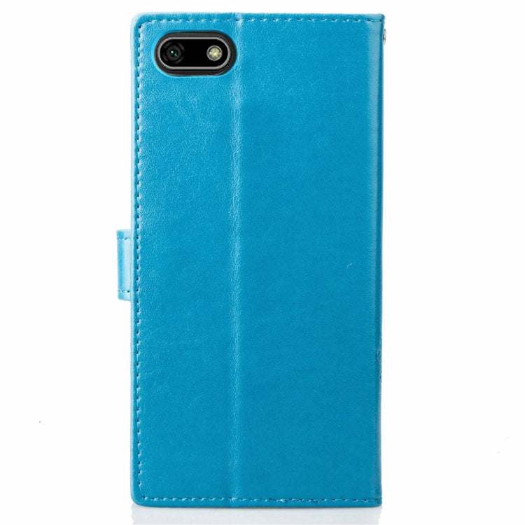 Lucky Clover Pressed Flowers Pattern Leather Case for Huawei Y5 Prime (2018), with Holder & Card Slots & Wallet & Hand Strap