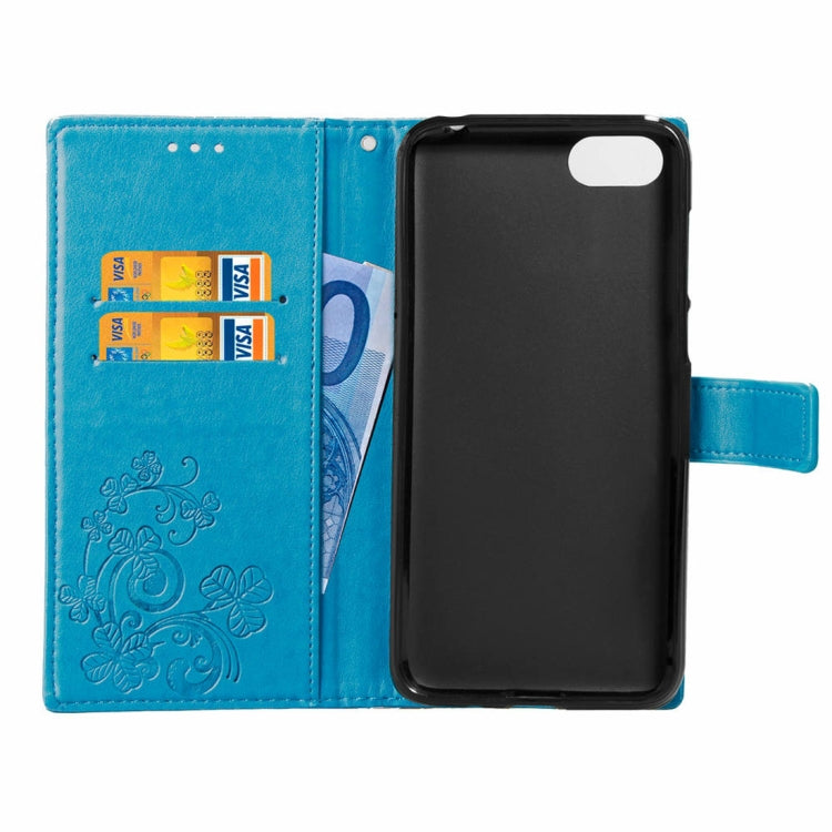 Lucky Clover Pressed Flowers Pattern Leather Case for Huawei Y5 Prime (2018), with Holder & Card Slots & Wallet & Hand Strap