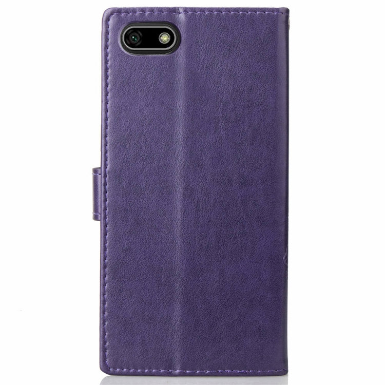 Lucky Clover Pressed Flowers Pattern Leather Case for Huawei Y5 Prime (2018), with Holder & Card Slots & Wallet & Hand Strap