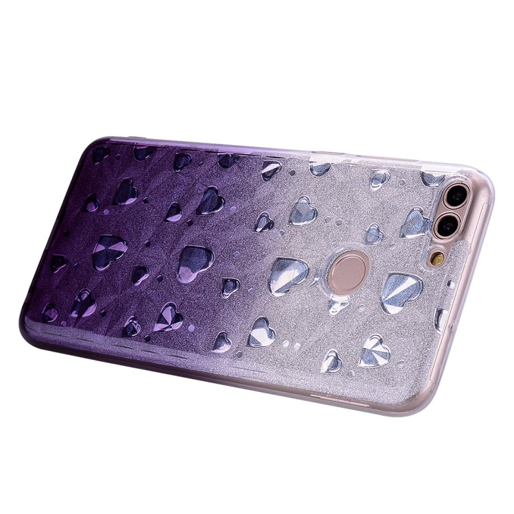 Heart Pattern Diamond Texture TPU Protector Back Cover Case for Huawei P smart (Enjoy 7S)