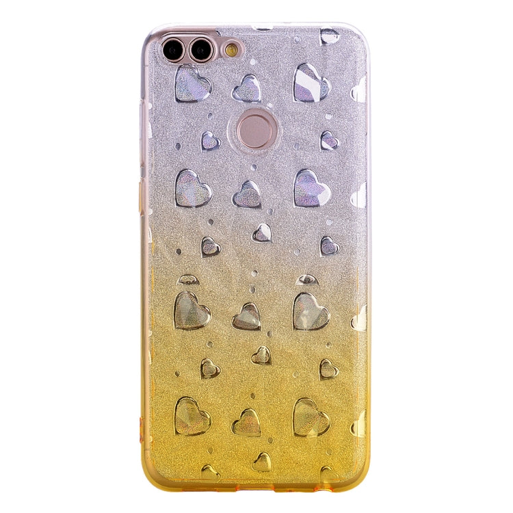Heart Pattern Diamond Texture TPU Protector Back Cover Case for Huawei P smart (Enjoy 7S)